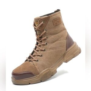Men's High Top Steel Toe Safety Work Boots Army Combat Desert Hiking Shoes SZ 43